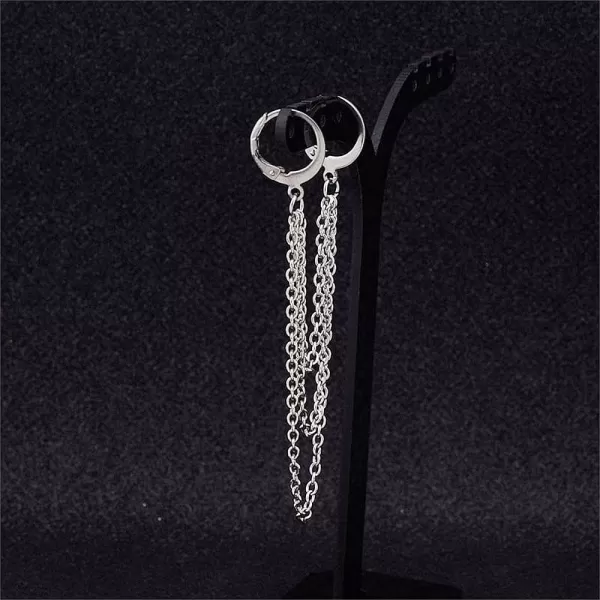 Punk Minimalist Double Hoop Earrings for Women Girls Stainless Steel Pair Small Hoop Layered Tassel Slave Chain Dangle Drop Piercing Ear Cuff Cartilage Men Personalized Goth Jewelry for BTS Fans 1Punk Minimalist Double Hoop Earrings for Women Girls Stainless Steel Pair Small Hoop Layered Tassel Slave Chain Dangle Drop Piercing Ear Cuff Cartilage Men Personalized Goth Jewelry for BTS Fans 1