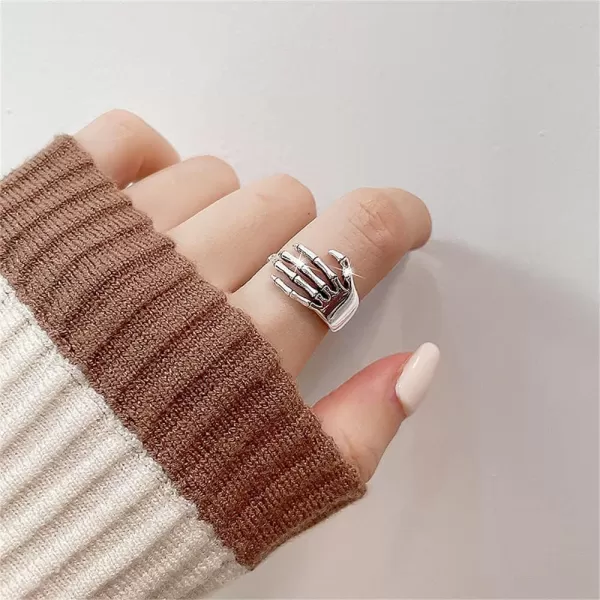 Punk Skull Hand Adjustable Open Band Ring for Women Girls Men Statement Expandable Oxidized Silvery Gothic Skeleton Devils Talons Finger Rings Comfort Fit Vintage Unisex Halloween Cosplay PartyPunk Skull Hand Adjustable Open Band Ring for Women Girls Men Statement Expandable Oxidized Silvery Gothic Skeleton Devils Talons Finger Rings Comfort Fit Vintage Unisex Halloween Cosplay Party