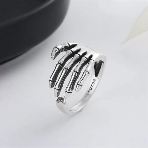 Punk Skull Hand Adjustable Open Band Ring for Women Girls Men Statement Expandable Oxidized Silvery Gothic Skeleton Devils Talons Finger Rings Comfort Fit Vintage Unisex Halloween Cosplay PartyPunk Skull Hand Adjustable Open Band Ring for Women Girls Men Statement Expandable Oxidized Silvery Gothic Skeleton Devils Talons Finger Rings Comfort Fit Vintage Unisex Halloween Cosplay Party