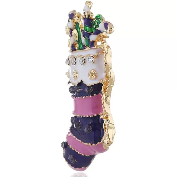 Purple Santa Stocking Sock Candy Gift Christmas Brooches Pin for Women Girls Men Rhinestone CZ Crystal Alloy Gold Plated Cute Snowman Brooch Dress Accessories Party Decor Jewelry GiftsPurple Santa Stocking Sock Candy Gift Christmas Brooches Pin for Women Girls Men Rhinestone CZ Crystal Alloy Gold Plated Cute Snowman Brooch Dress Accessories Party Decor Jewelry Gifts