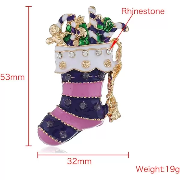 Purple Santa Stocking Sock Candy Gift Christmas Brooches Pin for Women Girls Men Rhinestone CZ Crystal Alloy Gold Plated Cute Snowman Brooch Dress Accessories Party Decor Jewelry GiftsPurple Santa Stocking Sock Candy Gift Christmas Brooches Pin for Women Girls Men Rhinestone CZ Crystal Alloy Gold Plated Cute Snowman Brooch Dress Accessories Party Decor Jewelry Gifts