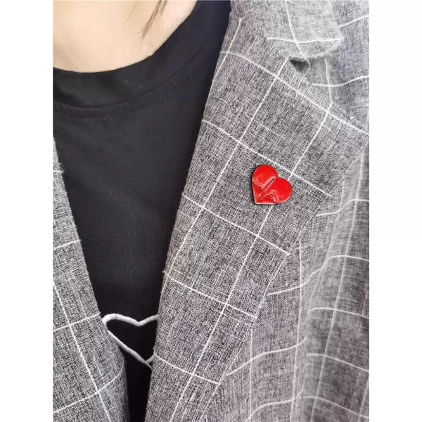 Red Heart Brooch for Women Girls Men Fashion Cute Enamel Heartbeat Badge Lapel Pin Dress Suit Scarft Accessories Christmas Wedding Valentines Jewelry Gifts for HerRed Heart Brooch for Women Girls Men Fashion Cute Enamel Heartbeat Badge Lapel Pin Dress Suit Scarft Accessories Christmas Wedding Valentines Jewelry Gifts for Her