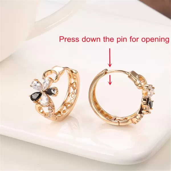 Retro CZ Flower Hoop Earrings for Women Girls Rose Gold Black Cubic Zirconia Hypoallergenic Huggie Hoops Dainty Lightweight Earring Gifts Wedding Birthday PartyRetro CZ Flower Hoop Earrings for Women Girls Rose Gold Black Cubic Zirconia Hypoallergenic Huggie Hoops Dainty Lightweight Earring Gifts Wedding Birthday Party