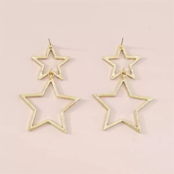 Rhinestone Big Star Dangle Earrings for Women Girls Hypoallergenic Crystal Long Tassel Stars Charms Drop Dangling Stud Fashion Lightweight Festival Christmas Birthday Party Jewelry Dainty Gifts for Friends FansGold Plated