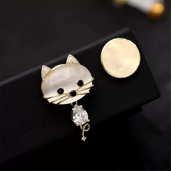 Rhinestone Cat Brooch for Women Girls Fashion Dainty Crystal Teardrop CZ Gold Cute Animal Kitten Button Lapel Pin Dress Suit Scarft Asscessories Jewelry Christmas Winter Holiday GiftsRhinestone Cat Brooch for Women Girls Fashion Dainty Crystal Teardrop CZ Gold Cute Animal Kitten Button Lapel Pin Dress Suit Scarft Asscessories Jewelry Christmas Winter Holiday Gifts