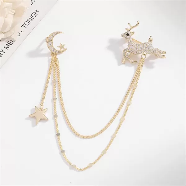 Rhinestone Deer Brooches Pin for Women Girls Fashion Crystal Delicate Animal Moon Star Elk Brooch Lapel Pins Accessories Corsage Lucky Christamas Holiday Jewelry Birthday BFF GiftRhinestone Deer Brooches Pin for Women Girls Fashion Crystal Delicate Animal Moon Star Elk Brooch Lapel Pins Accessories Corsage Lucky Christamas Holiday Jewelry Birthday BFF Gift