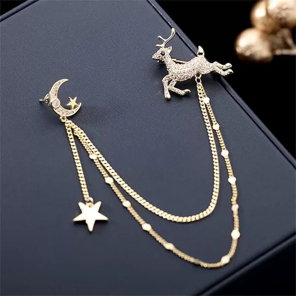 Rhinestone Deer Brooches Pin for Women Girls Fashion Crystal Delicate Animal Moon Star Elk Brooch Lapel Pins Accessories Corsage Lucky Christamas Holiday Jewelry Birthday BFF GiftRhinestone Deer Brooches Pin for Women Girls Fashion Crystal Delicate Animal Moon Star Elk Brooch Lapel Pins Accessories Corsage Lucky Christamas Holiday Jewelry Birthday BFF Gift