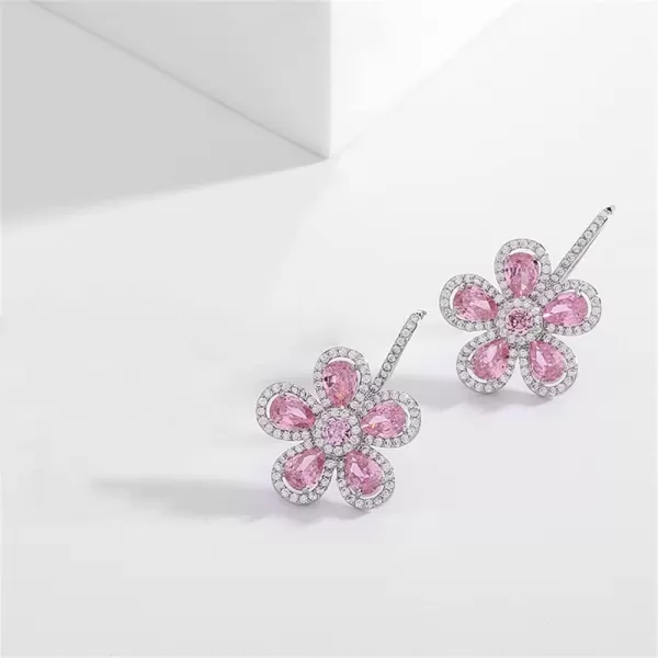 Rhinestone Flower Dangle Hook Earrings 925 Sterling Silver Stud Post for Women Girls with Charms Fashion Luxury Crystal Camellia Sunflower Daisy Drop Dangling Dainty Wedding Christmas Jewelry GiftsSilver