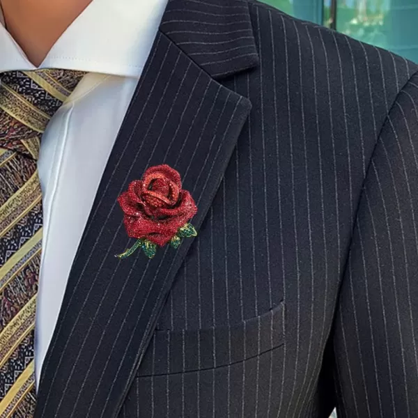 Rhinestone Rose Flower Brooch Pin for Women Men Fashion Red Green Crystal Big Leaf Brooch Lapel Pins Elegant Dress Accessories Jewelry Boutonniere Corsage for Hat Bag Suit Tie Gift Wedding BirthdayRhinestone Rose Flower Brooch Pin for Women Men Fashion Red Green Crystal Big Leaf Brooch Lapel Pins Elegant Dress Accessories Jewelry Boutonniere Corsage for Hat Bag Suit Tie Gift Wedding Birthday