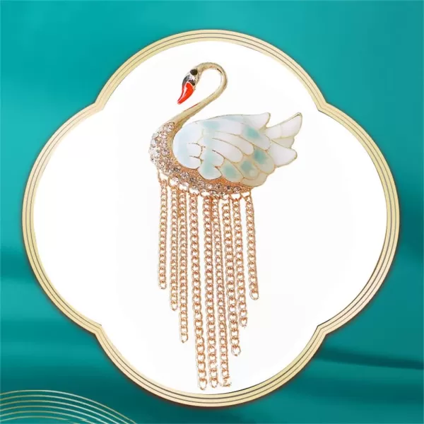 Rhinestone Swan Animal Brooch Pin for Women Girls Fashion Gold Tone Enameled Tassel Chain Drop Dangle Brooches Lapel Pins Dainty Dress Accessories Jewelry for Hat Bag Suit Tie Birthday AnniversaryRhinestone Swan Animal Brooch Pin for Women Girls Fashion Gold Tone Enameled Tassel Chain Drop Dangle Brooches Lapel Pins Dainty Dress Accessories Jewelry for Hat Bag Suit Tie Birthday Anniversary