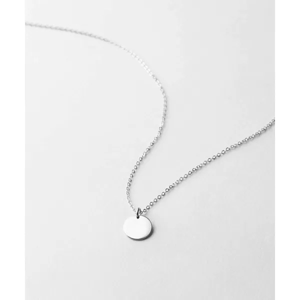 Round Gold Coin Pendant Necklace for Women Girls 925 Sterling Silver 18K Gold Plated Simple Small Full Moon Minimalist Geometric Disk Circle Chain Delicate Choker Jewelry BFF Fashion Gifts Boxsilver