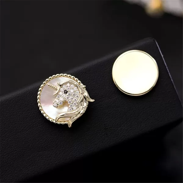 Round Unicorn Rhinestone Brooch for Women Girls Fashion Dainty Crystal CZ Gold Cute Animal Horse Lapel Pin Dress Suit Scarft Asscessories Jewelry Christmas Winter Holiday GiftsRound Unicorn Rhinestone Brooch for Women Girls Fashion Dainty Crystal CZ Gold Cute Animal Horse Lapel Pin Dress Suit Scarft Asscessories Jewelry Christmas Winter Holiday Gifts