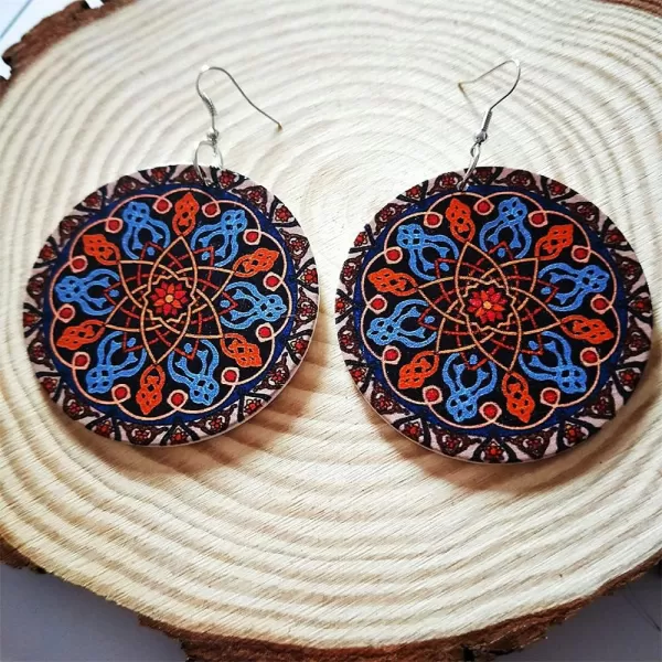 Round Wooden Dangle Earrings for Women Girl African Ethnic Queen Painted Figure Drop Earring Boho Lightweight Ear Hook Stud JewelryRound Wooden Dangle Earrings for Women Girl African Ethnic Queen Painted Figure Drop Earring Boho Lightweight Ear Hook Stud Jewelry