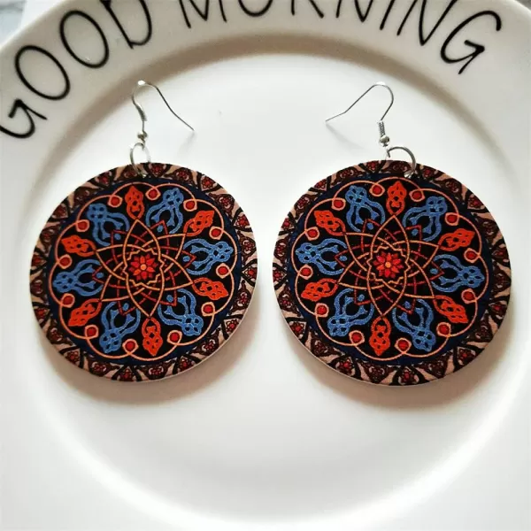 Round Wooden Dangle Earrings for Women Girl African Ethnic Queen Painted Figure Drop Earring Boho Lightweight Ear Hook Stud JewelryRound Wooden Dangle Earrings for Women Girl African Ethnic Queen Painted Figure Drop Earring Boho Lightweight Ear Hook Stud Jewelry