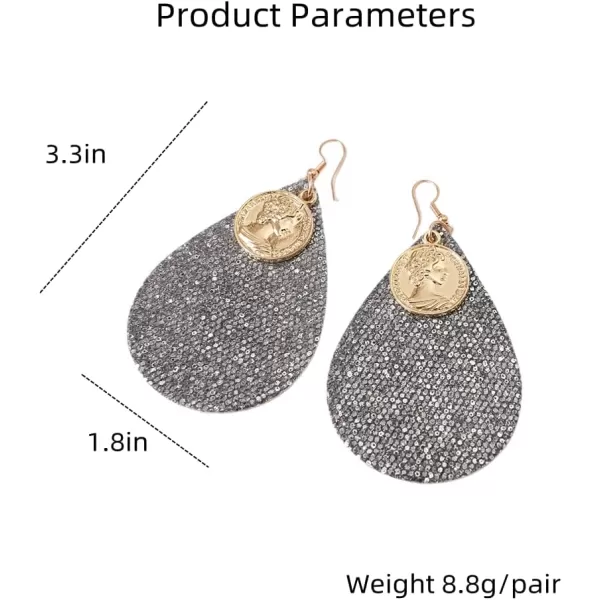 Sequins Leather Teardrop Dangle Earrings for Women Girls Gold Round Queen Coin Big Faux WaterDrop Leathery Statement Drop Hook Dangling Stud Boho Retro Lightweight Jewelry Gifts GreySequins Leather Teardrop Dangle Earrings for Women Girls Gold Round Queen Coin Big Faux WaterDrop Leathery Statement Drop Hook Dangling Stud Boho Retro Lightweight Jewelry Gifts Grey