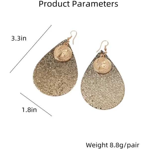 Sequins Leather Teardrop Dangle Earrings for Women Girls Gold Round Queen Coin Big Faux WaterDrop Leathery Statement Drop Hook Dangling Stud Boho Retro Lightweight Jewelry Gifts GoldenSequins Leather Teardrop Dangle Earrings for Women Girls Gold Round Queen Coin Big Faux WaterDrop Leathery Statement Drop Hook Dangling Stud Boho Retro Lightweight Jewelry Gifts Golden