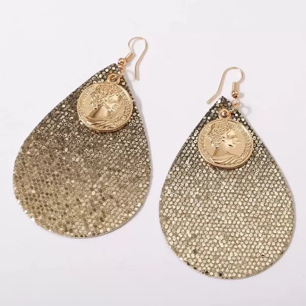 Sequins Leather Teardrop Dangle Earrings for Women Girls Gold Round Queen Coin Big Faux WaterDrop Leathery Statement Drop Hook Dangling Stud Boho Retro Lightweight Jewelry Gifts GoldenSequins Leather Teardrop Dangle Earrings for Women Girls Gold Round Queen Coin Big Faux WaterDrop Leathery Statement Drop Hook Dangling Stud Boho Retro Lightweight Jewelry Gifts Golden