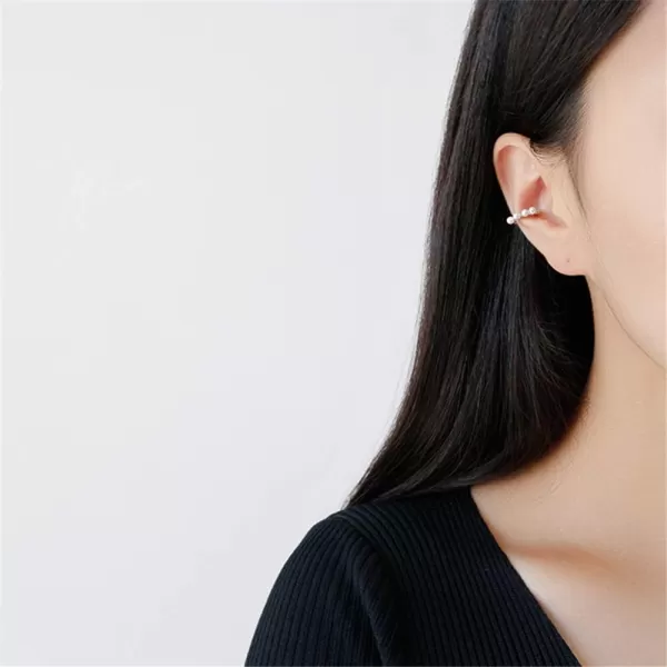 Shell Pearl Cuffs Clip on Earrings for Women Girls 925 Sterling Silver Faux Pearl Huggie Small Hoop Cartilage Cute Bead Wrap NonPierced Ear Dainty Hypoallergenic Minimalist Jewelry Gift4 Faux Pearl