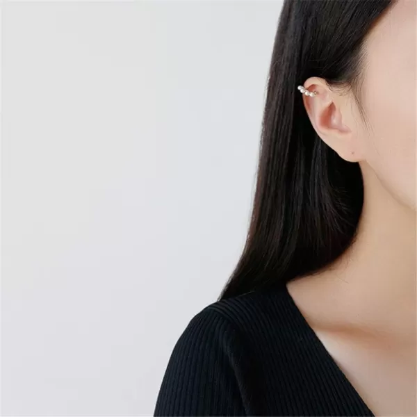 Shell Pearl Cuffs Clip on Earrings for Women Girls 925 Sterling Silver Faux Pearl Huggie Small Hoop Cartilage Cute Bead Wrap NonPierced Ear Dainty Hypoallergenic Minimalist Jewelry Gift4 Faux Pearl