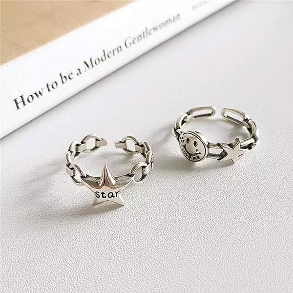 Silvery Star Chain Open Band Ring for Women Girls Statement Adjustable Expandable Punk Hip Hop Comfort Fit Finger Knuckle Rings Fashion Vintage Party Lucky JewelrySilvery Star Chain Open Band Ring for Women Girls Statement Adjustable Expandable Punk Hip Hop Comfort Fit Finger Knuckle Rings Fashion Vintage Party Lucky Jewelry