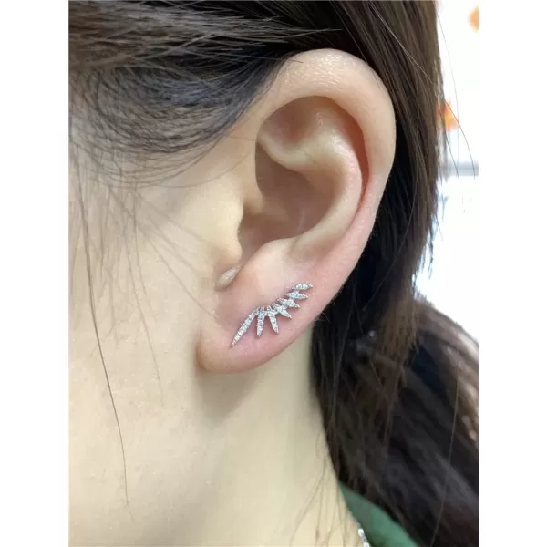 Small CZ Feather Cuff Wrap Earrings for Women Girls 925 Sterling Silver Cubic Zirconia Leaf Climber Crawler Hypoallergenic Dangle Drop Jewelry Birthday Wedding AnniversarySmall CZ Feather Cuff Wrap Earrings for Women Girls 925 Sterling Silver Cubic Zirconia Leaf Climber Crawler Hypoallergenic Dangle Drop Jewelry Birthday Wedding Anniversary