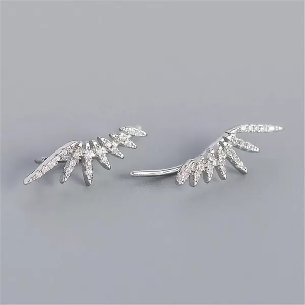 Small CZ Feather Cuff Wrap Earrings for Women Girls 925 Sterling Silver Cubic Zirconia Leaf Climber Crawler Hypoallergenic Dangle Drop Jewelry Birthday Wedding AnniversarySmall CZ Feather Cuff Wrap Earrings for Women Girls 925 Sterling Silver Cubic Zirconia Leaf Climber Crawler Hypoallergenic Dangle Drop Jewelry Birthday Wedding Anniversary