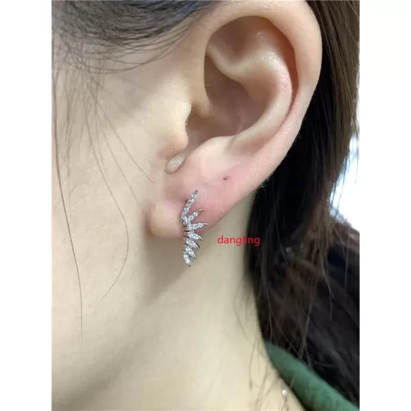 Small CZ Feather Cuff Wrap Earrings for Women Girls 925 Sterling Silver Cubic Zirconia Leaf Climber Crawler Hypoallergenic Dangle Drop Jewelry Birthday Wedding AnniversarySmall CZ Feather Cuff Wrap Earrings for Women Girls 925 Sterling Silver Cubic Zirconia Leaf Climber Crawler Hypoallergenic Dangle Drop Jewelry Birthday Wedding Anniversary