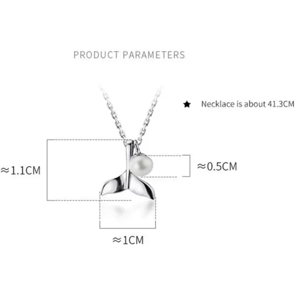 Small Mermaid Tail Necklace for Women Teen Girls Sterling Silver Tiny Pearl Cute Choker Pendant Necklaces Thin Link Chain Birthday Christmas Valentines Day Gifts for Daughter Sister 16 inchSilver