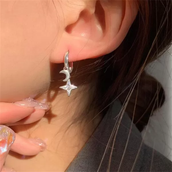 Small Moon Star Dangle Hoop Earrings for Women Girls Silver Plated Hypoallergenic Cute Charms Drop Dangling Huggie Hoops Dainty Christmas Birthday Jewelry GiftsSmall Moon Star Dangle Hoop Earrings for Women Girls Silver Plated Hypoallergenic Cute Charms Drop Dangling Huggie Hoops Dainty Christmas Birthday Jewelry Gifts