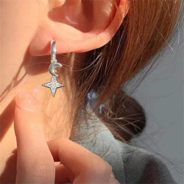 Small Moon Star Dangle Hoop Earrings for Women Girls Silver Plated Hypoallergenic Cute Charms Drop Dangling Huggie Hoops Dainty Christmas Birthday Jewelry GiftsSmall Moon Star Dangle Hoop Earrings for Women Girls Silver Plated Hypoallergenic Cute Charms Drop Dangling Huggie Hoops Dainty Christmas Birthday Jewelry Gifts