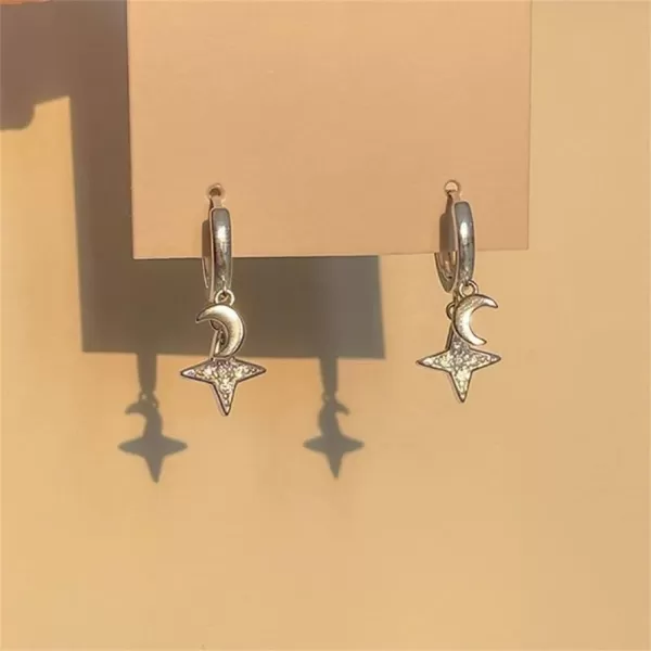 Small Moon Star Dangle Hoop Earrings for Women Girls Silver Plated Hypoallergenic Cute Charms Drop Dangling Huggie Hoops Dainty Christmas Birthday Jewelry GiftsSmall Moon Star Dangle Hoop Earrings for Women Girls Silver Plated Hypoallergenic Cute Charms Drop Dangling Huggie Hoops Dainty Christmas Birthday Jewelry Gifts