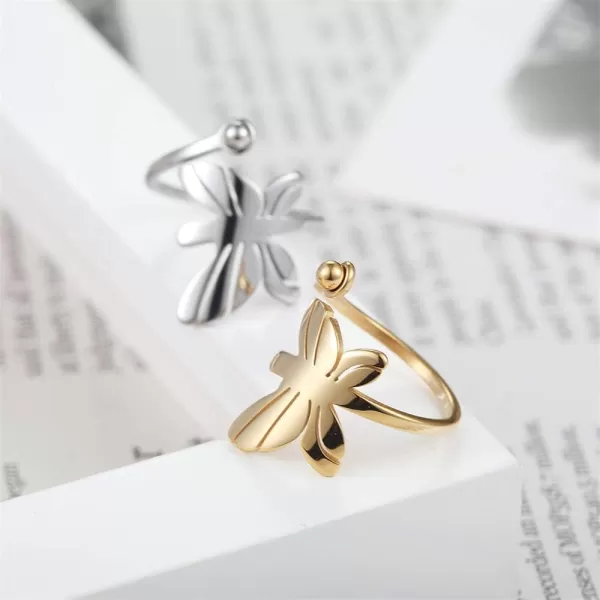 Stacking Butterfly Bead Stainless Steel Statement Ring for Women Girls Adjustable Open Band High Polished Comfor Fit Animal Wings Finger Rings Vintage Jewelry Birthday Holiday Gift for Mom SisterStacking Butterfly Bead Stainless Steel Statement Ring for Women Girls Adjustable Open Band High Polished Comfor Fit Animal Wings Finger Rings Vintage Jewelry Birthday Holiday Gift for Mom Sister