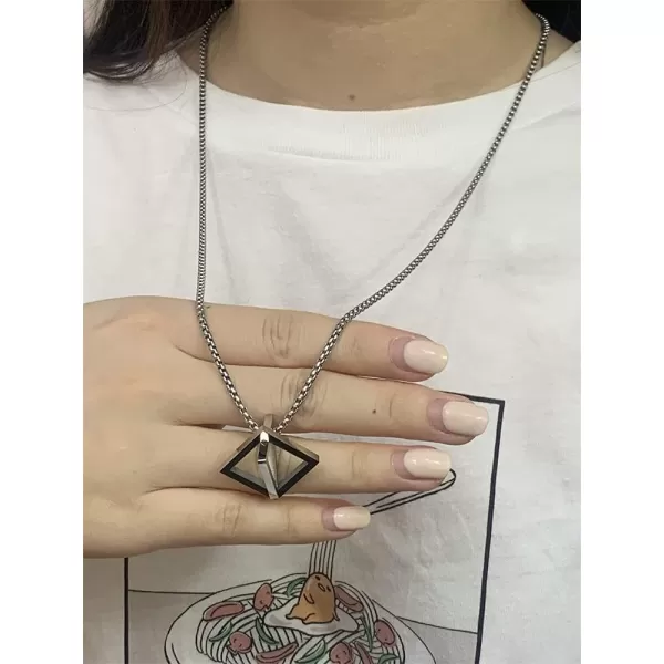 Stainless Steel Geometric Pendant Necklace for Women Girls Men Silver Plated Triangle Cube Dangle Adjustable Long Box Chain Charm Punk Hip Pop Hypoallergenic JewelryStainless Steel Geometric Pendant Necklace for Women Girls Men Silver Plated Triangle Cube Dangle Adjustable Long Box Chain Charm Punk Hip Pop Hypoallergenic Jewelry