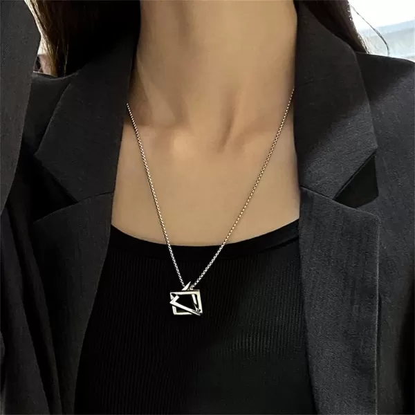 Stainless Steel Geometric Pendant Necklace for Women Girls Men Silver Plated Triangle Cube Dangle Adjustable Long Box Chain Charm Punk Hip Pop Hypoallergenic JewelryStainless Steel Geometric Pendant Necklace for Women Girls Men Silver Plated Triangle Cube Dangle Adjustable Long Box Chain Charm Punk Hip Pop Hypoallergenic Jewelry