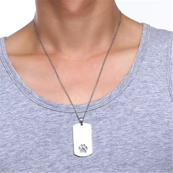 Stainless Steel Paw Print Necklace for Women Men Dog Tag Personalized Polished Cat Pet Pawprint Pendant Charm Chain Minimalist Geometrical Rectangular Necklaces 20 inchesStainless Steel Paw Print Necklace for Women Men Dog Tag Personalized Polished Cat Pet Pawprint Pendant Charm Chain Minimalist Geometrical Rectangular Necklaces 20 inches