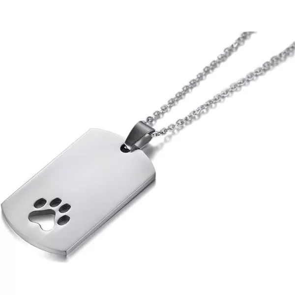 Stainless Steel Paw Print Necklace for Women Men Dog Tag Personalized Polished Cat Pet Pawprint Pendant Charm Chain Minimalist Geometrical Rectangular Necklaces 20 inchesStainless Steel Paw Print Necklace for Women Men Dog Tag Personalized Polished Cat Pet Pawprint Pendant Charm Chain Minimalist Geometrical Rectangular Necklaces 20 inches