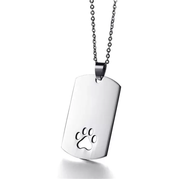Stainless Steel Paw Print Necklace for Women Men Dog Tag Personalized Polished Cat Pet Pawprint Pendant Charm Chain Minimalist Geometrical Rectangular Necklaces 20 inchesStainless Steel Paw Print Necklace for Women Men Dog Tag Personalized Polished Cat Pet Pawprint Pendant Charm Chain Minimalist Geometrical Rectangular Necklaces 20 inches
