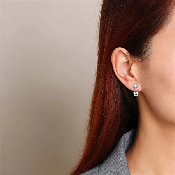 Stainless Steel Safety Pin Dangle Hoop Small Cubic Zirconia Stud Earrings for Women Girls Men Dainty CZ Geometric Studs Cartilage Tragus Post Hypoallergenic Fashion Personalized Punk Jewelry SilverStainless Steel Safety Pin Dangle Hoop Small Cubic Zirconia Stud Earrings for Women Girls Men Dainty CZ Geometric Studs Cartilage Tragus Post Hypoallergenic Fashion Personalized Punk Jewelry Silver