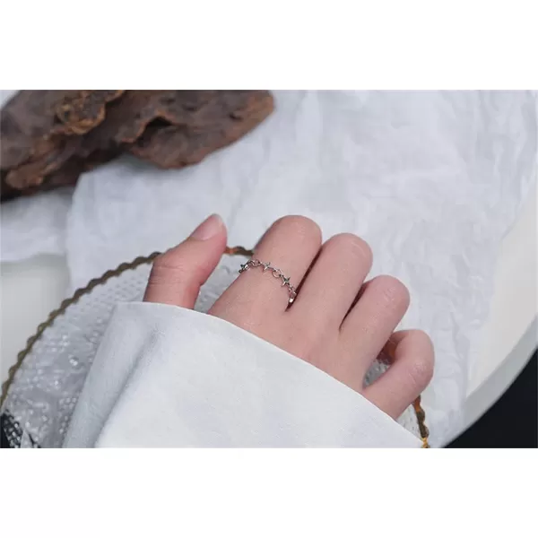 Star Chain Statement Ring for Women Girls 925 Silver Plated Adjustable Expandable Mini Diamond Open Wrap Tail Finger Rings Wedding Promise Engagement Jewelry GiftStar Chain Statement Ring for Women Girls 925 Silver Plated Adjustable Expandable Mini Diamond Open Wrap Tail Finger Rings Wedding Promise Engagement Jewelry Gift