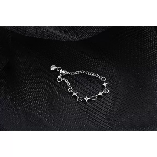 Star Chain Statement Ring for Women Girls 925 Silver Plated Adjustable Expandable Mini Diamond Open Wrap Tail Finger Rings Wedding Promise Engagement Jewelry GiftStar Chain Statement Ring for Women Girls 925 Silver Plated Adjustable Expandable Mini Diamond Open Wrap Tail Finger Rings Wedding Promise Engagement Jewelry Gift
