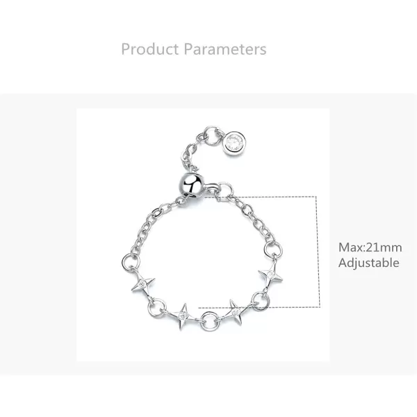 Star Chain Statement Ring for Women Girls 925 Silver Plated Adjustable Expandable Mini Diamond Open Wrap Tail Finger Rings Wedding Promise Engagement Jewelry GiftStar Chain Statement Ring for Women Girls 925 Silver Plated Adjustable Expandable Mini Diamond Open Wrap Tail Finger Rings Wedding Promise Engagement Jewelry Gift