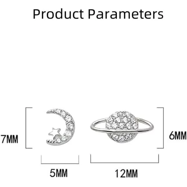 Star Moon Planet Universe Asymmetrical CZ Stud Earrings for Women Girls S925 Sterling Silver Tiny Cute Tragus Post Pin Nickel Free Earring Fashion Friendship Lucky Jewelry White Gold PlatedStar Moon Planet Universe Asymmetrical CZ Stud Earrings for Women Girls S925 Sterling Silver Tiny Cute Tragus Post Pin Nickel Free Earring Fashion Friendship Lucky Jewelry White Gold Plated