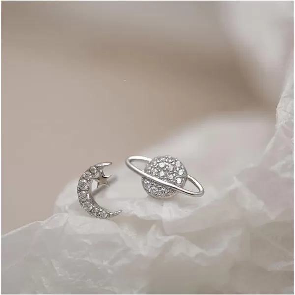 Star Moon Planet Universe Asymmetrical CZ Stud Earrings for Women Girls S925 Sterling Silver Tiny Cute Tragus Post Pin Nickel Free Earring Fashion Friendship Lucky Jewelry White Gold PlatedStar Moon Planet Universe Asymmetrical CZ Stud Earrings for Women Girls S925 Sterling Silver Tiny Cute Tragus Post Pin Nickel Free Earring Fashion Friendship Lucky Jewelry White Gold Plated