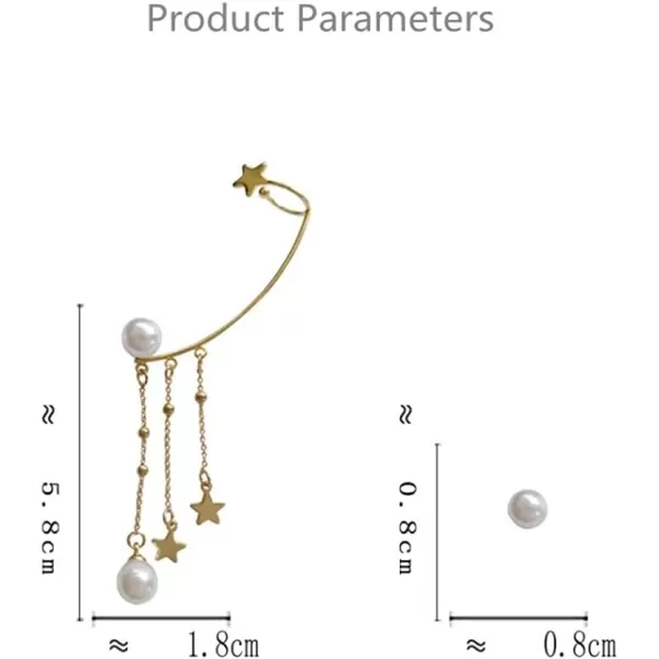 Star Pearl Ear Cuff Wrap Crawler Climber Stud Earrings for Women Girls Gold Plated Asymmetrical Tassel Chain Drop Dangle Faux Pearls Piercing Studs Earring Birthday Party Jewelry GiftsStar Pearl Ear Cuff Wrap Crawler Climber Stud Earrings for Women Girls Gold Plated Asymmetrical Tassel Chain Drop Dangle Faux Pearls Piercing Studs Earring Birthday Party Jewelry Gifts