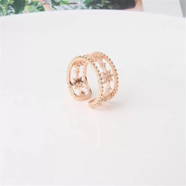 Star Statement Rose Gold Plated Ring for Women Girls CZ Engagement Layer Beaded Open Band Rings Comfort Fit Promise Wedding Birthday Christmas Party Jewelry Gift for Bridal Sister Size 8Star Statement Rose Gold Plated Ring for Women Girls CZ Engagement Layer Beaded Open Band Rings Comfort Fit Promise Wedding Birthday Christmas Party Jewelry Gift for Bridal Sister Size 8