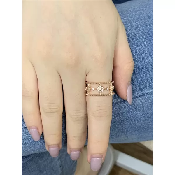 Star Statement Rose Gold Plated Ring for Women Girls CZ Engagement Layer Beaded Open Band Rings Comfort Fit Promise Wedding Birthday Christmas Party Jewelry Gift for Bridal Sister Size 8Star Statement Rose Gold Plated Ring for Women Girls CZ Engagement Layer Beaded Open Band Rings Comfort Fit Promise Wedding Birthday Christmas Party Jewelry Gift for Bridal Sister Size 8