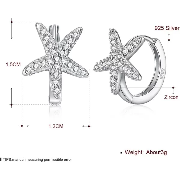 Starfish CZ Small Hoop Earrings for Women Girls 925 Sterling Silver Cubic Zirconia Star Huggie Hypoallergenic Fashion Jewelry Birthday GiftsStarfish CZ Small Hoop Earrings for Women Girls 925 Sterling Silver Cubic Zirconia Star Huggie Hypoallergenic Fashion Jewelry Birthday Gifts