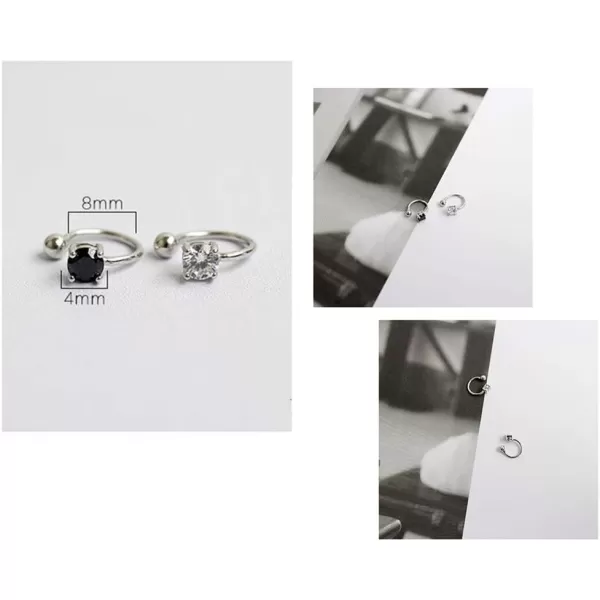 Sterling Silver Cubic Zirconia Cartilage Clip on Earrings for Women Girls 18K Platinum Plated Cuffs Crawler Climer Open Hoop CZ Diamond Solitaire Stud Earrings Non Pierced Fashion Minimalist Jewelryclear diamond