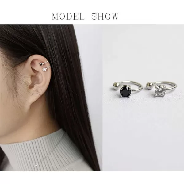 Sterling Silver Cubic Zirconia Cartilage Clip on Earrings for Women Girls 18K Platinum Plated Cuffs Crawler Climer Open Hoop CZ Diamond Solitaire Stud Earrings Non Pierced Fashion Minimalist Jewelryclear diamond