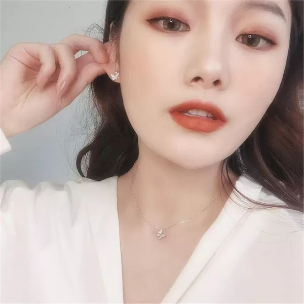 Sterling Silver Cute Butterfly Necklace for Women Teen Girls Kids Crystal Cubic Zirconia Charm Dainty Small Pendant Choker Necklace Adjustable Chain 18 Fashion Jewelrysilver
